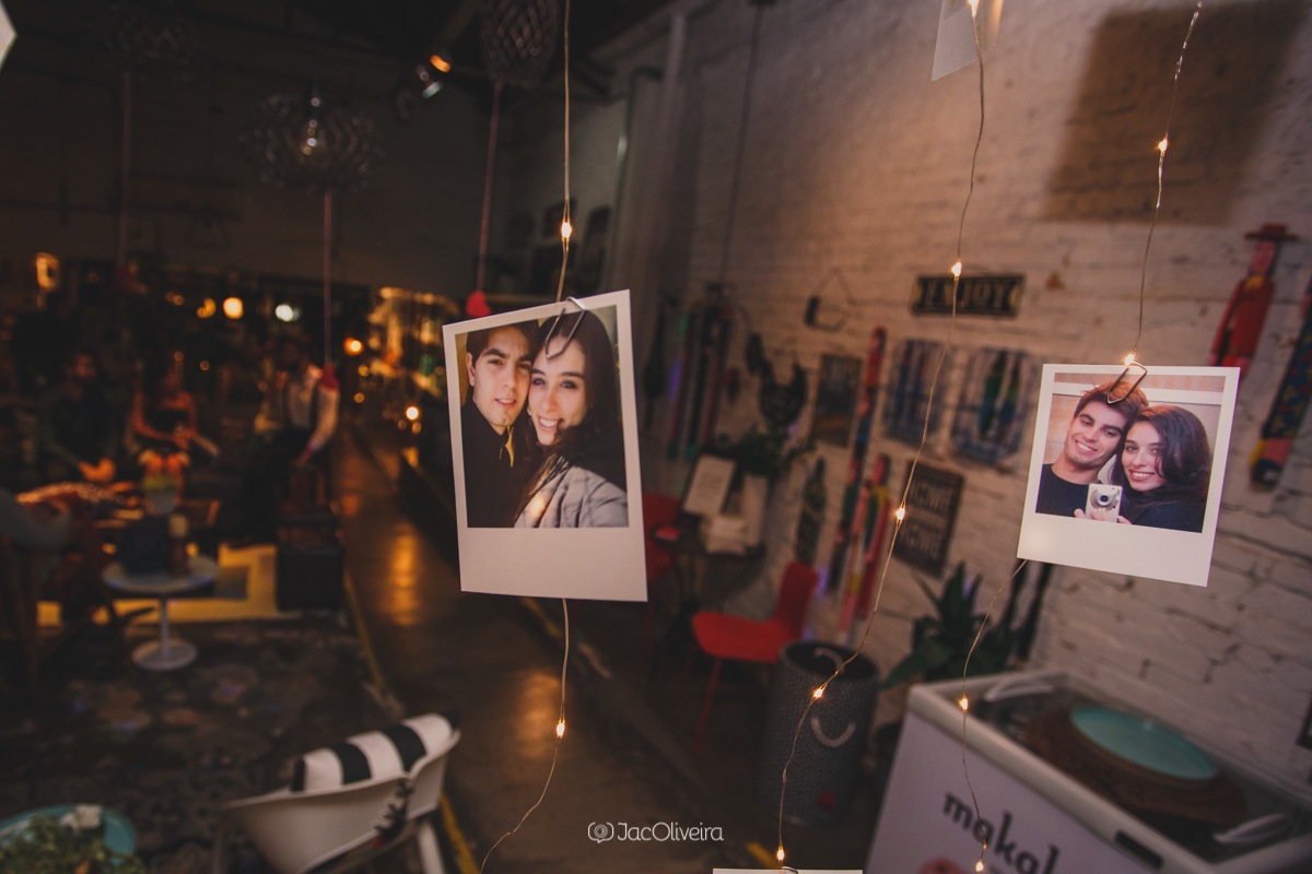foto polaroide decoração de casamento varal