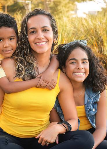 Família de Dia das Mães - Vânia, Jú e Léo