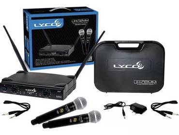 ÁUDIO E TECNOLOGIA de Microfones Lyco Duplo Uh-02mm Dinâmico Cardióide Preto