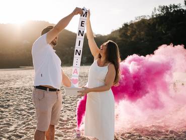 Gestante de Revelação de Sexo na Praia