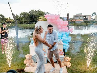 Fotografia de Chá de Bebê de Chá de Revelação no Condomínio Mirante do Lago da Laís Campelo