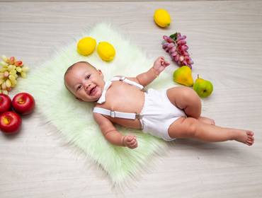 Ensaio Infantil de Dom 6 meses- Introdução alimantar