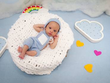 Ensaio Infantil de João Miguel 1 Mês - Chuva de Benção