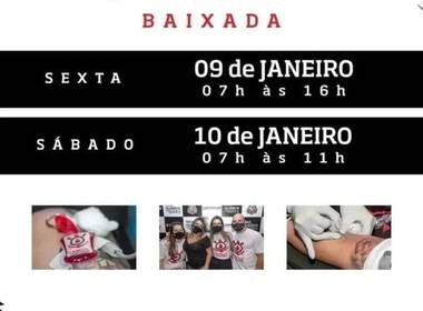 Doação de Sangue de Campanha Sangue Corinthiano - 9 e 10 Jan 2026 - Baixada Santista