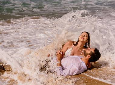 Pré Casamento de Fotografia Ensaio Pré Wedding nas Praias de Ubatuba, São Paulo, Leandra e Dimas