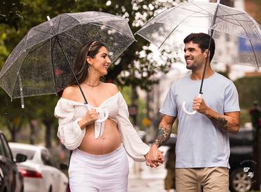 Ensaio Gestante de Café com chuva