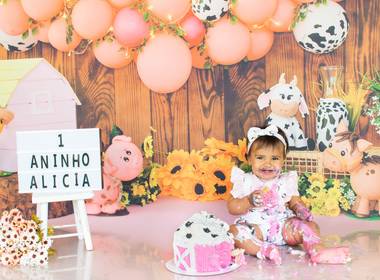 Ensaio Infantil Temático de Fazendinha Rosa