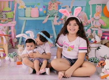 Ensaio Infantil de Ensaio de Páscoa de Arthur, Davi e Isabela