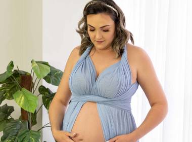 Gestante em Estúdio de Ensaio Gestante Samara