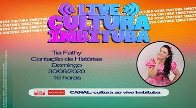 Lives de  Cultura Ao Vivo Imbituba Tia Fathy Contação de Hisórias
