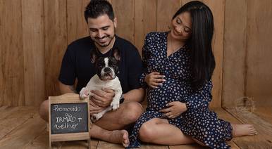 Gestante de Pet também é da família - Ensaio Gestante em Estúdio