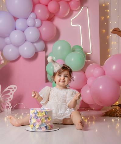 Smash the cake  de Maite & seu primeiro ano - flores & borboletas