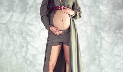 Figurinos Gestante de Vestido Verde musgo
