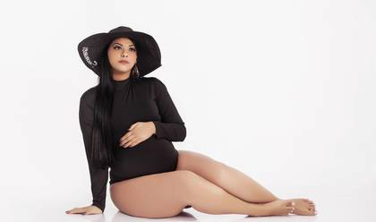 Figurinos Gestante de Body Preto