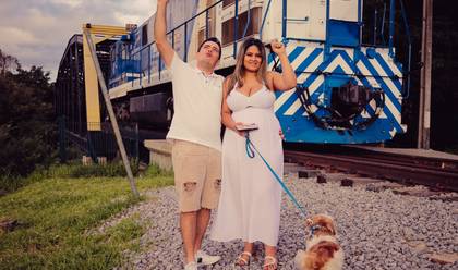 FAMÍLIA E GESTANTE de Ensaio Revelação Jake e Tadeu