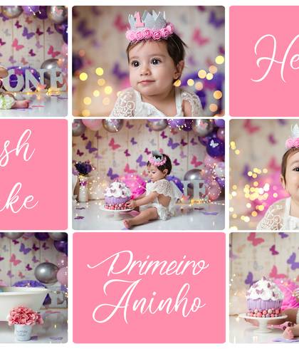 Ensaio Smash The Cake Studio e Externo de Helena 1 aninho 