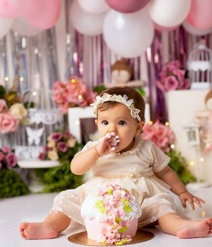 Ensaio Smash The Cake Studio e Externo de Melissa 1 aninho 