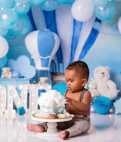 Ensaio Smash The Cake Studio e Externo de Lorenzo 1 aninho 