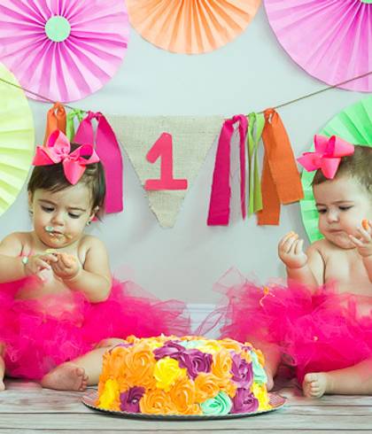 Smash the cake de 1 ano Lara e Mariana