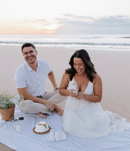 Chá Revelação de Ensaio revelação na praia 