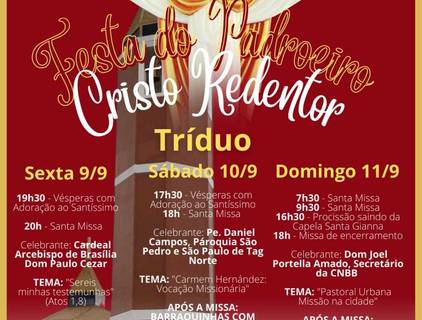 Book Igreja de Festa Do Padroeiro - Tríduo Da Cristo Redentor (Sábado - 10/09/2022)