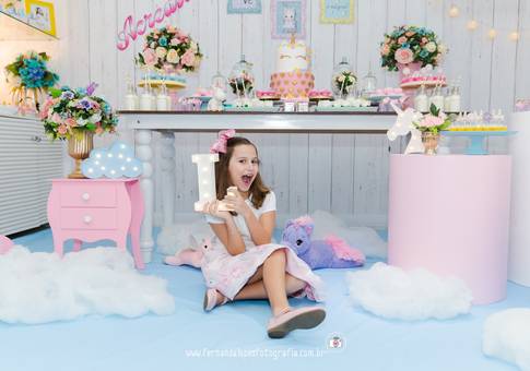 Festa Infantil de Festa do Pijama Unicórnio - Lara fez 8