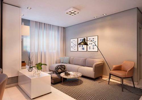 Sala de estar e jantar integradas tornam ambiente aconchegante