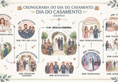 Cronograma do casamento: o segredo para viver cada momento com leveza e eternizar emoções