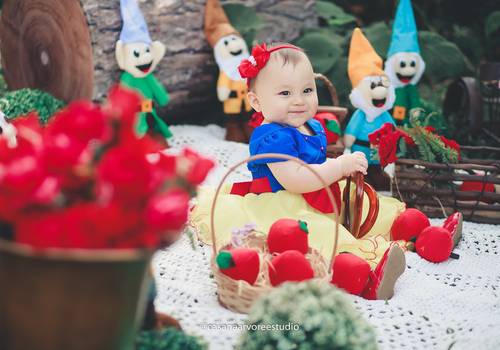 Pré 1 ano de Ensaio infantil | Tema Branca de Neve e os 7 anões