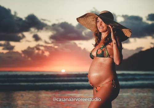 Ensaio Externo de Ensaio Gestante na Praia | Aline