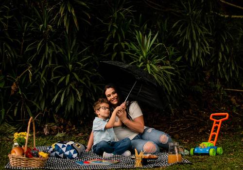 Fotografia de Família de Piquenique do Joaquim e da Mamãe Suzi