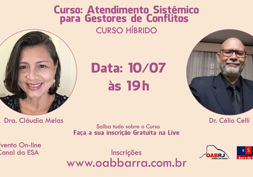 EVENTO de Live de Lançamento do Curso: Atendimento Sistêmico para Gestores de Conflitos