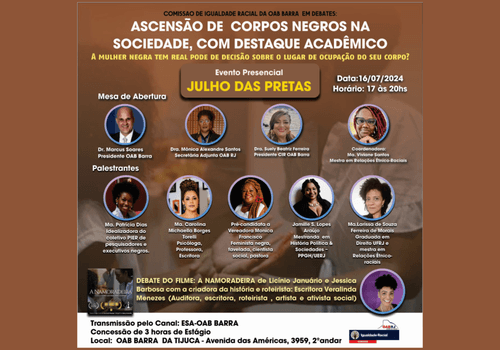 EVENTO de Ascensão de corpos negros na sociedade, com destaque acadêmico.