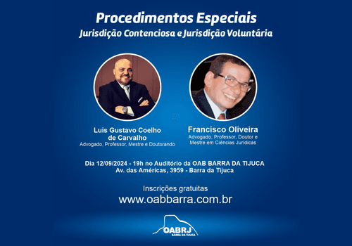 evento gratuito de Procedimentos especiais Jurisdição contenciosa e Jurisdição voluntária