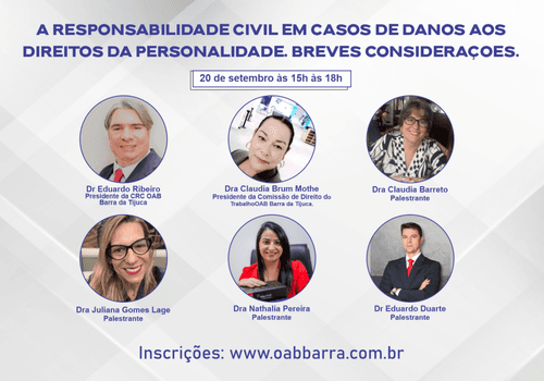 evento gratuito de A responsabilidade civil em casos de danos aos direitos da personalidade. Breves considerações.