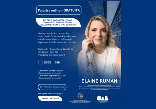 Eventos de Do Zero ao Digital – Como Conquistei Mais de 250 Mil Seguidores com Marketing Jurídico