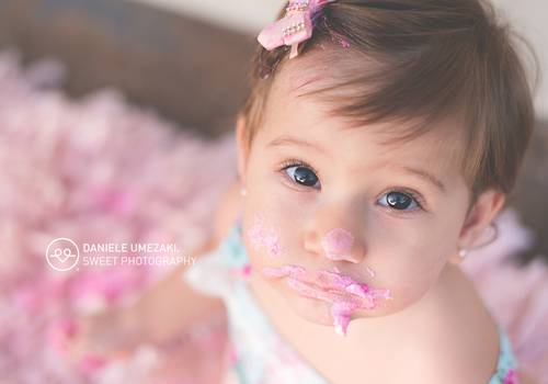 Ensaio de Acompanhamento do bebê de Smash the Cake da Marina