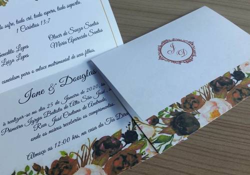 Convites Casamento de 0061 - Convite Modelo Brenda - R$ 2,50