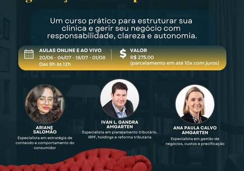Curso Ao Vivo - Online de Clínica em Cena - Posicionamento e Contabilidade para Psicanalistas