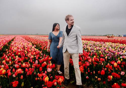 Proposals of Capturing Love: Tanya and Logan's Tulip Field Engagement Photoshoot in the Netherlands