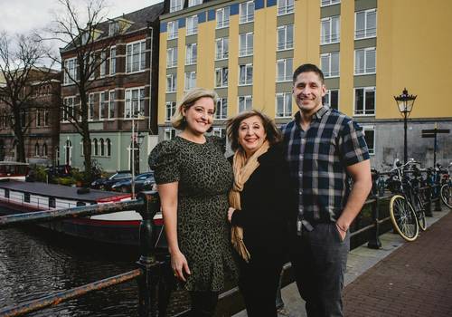 Vacation Photography of A Family Photo Session in Amsterdam with Adult Siblings and Their Mother