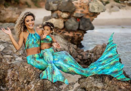 Sereia de Ensaio Mãe e Filha Sereia