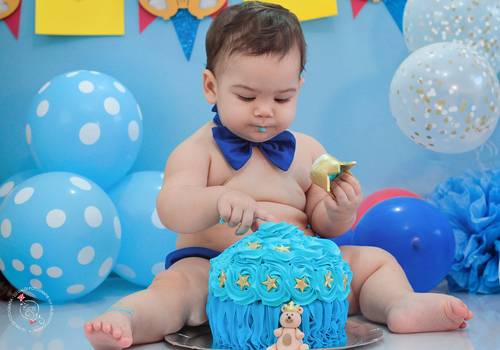Ensaio Infantil de Smash The Cake Gabriel - 1º Aninho 