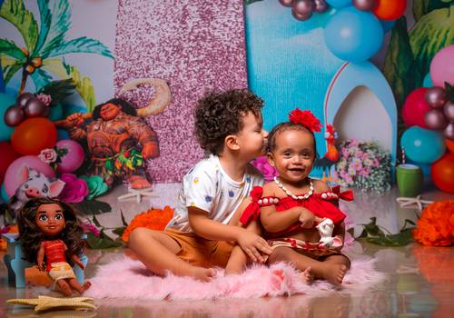 Infantil de Ensaio Infantil Gael e Eduarda (Tema Moana)