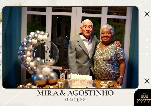 Totem com I. A. (Inteligência Artificial) de Mira e Agostinho - Bodas de Diamante (60 anos)