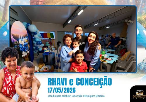 Totem com I. A. (Inteligência Artificial) de Celebração em Dose Dupla: O Aniversário da Vovó Conceição e do Pequeno Rhavi