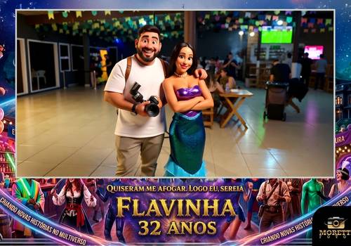 Totem com I. A. (Inteligência Artificial) de Aniversário de 32 anos da Flávia