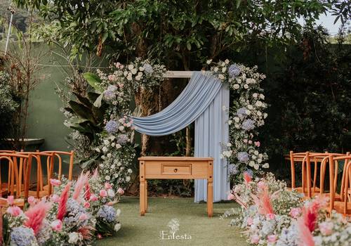 Chalé Enfesta de Decoração com tons de Azul Chalé Enfesta
