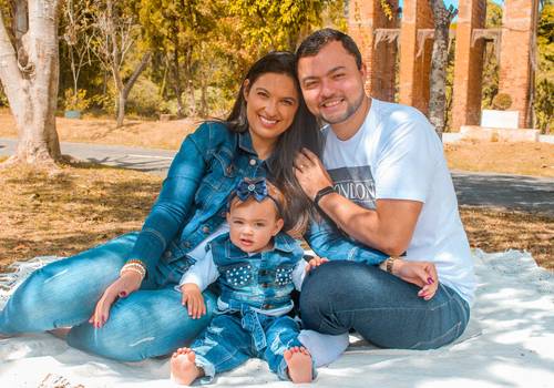 Ensaio Pocket Jeans de Lorrine e família