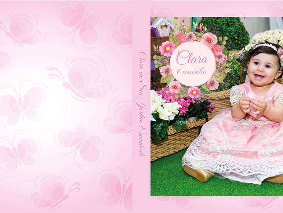Álbum Encadernado de Clara 1 aninho | Tema Jardim